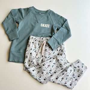 Babysprouts Bamboo Cotton Skate Raglan Sweatshirt & Joggers Set 2T NWT